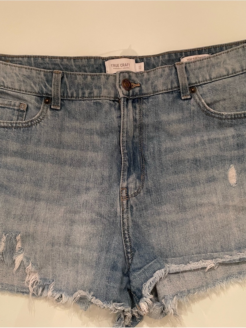 True Craft Light Blue High-Rise Denim Shorts